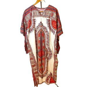 Handmade Colorful Flowing Long Asymmetrical Sleeve Kaftan